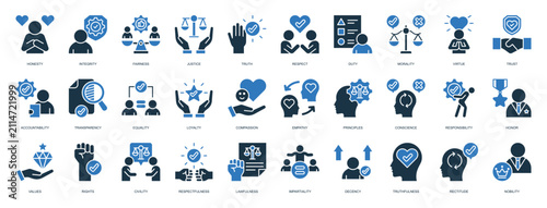 Принти на полотні Ethics Icon Set Glyph Two Color Style