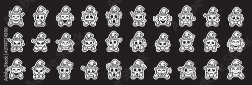 Photography premium ultra bold line icon set for jack skellington expression with hand and h