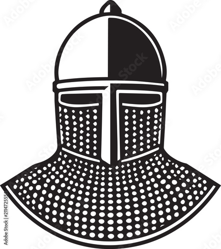 Obraz na płótnie Medieval knight helmet, a historical artifact of a bygone era