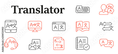 Fotografie Translator set icon