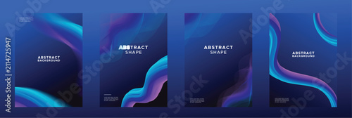 Abstract Blue Purple Gradient Wave Background Collection with Modern Fluid Shapes vector illustration