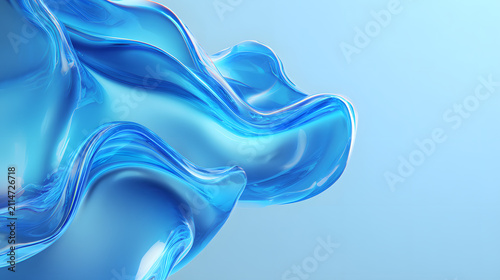 Abstract flowing liquid silk texture in blue with glossy wave forms and soft reflections creating elegant motion and calm atmosphere