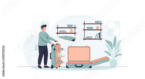 Person Packing Luggage For A Trip Ready To Go