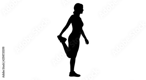 Canvastavla Woman Stretching Leg Silhouette Against White Background athlete