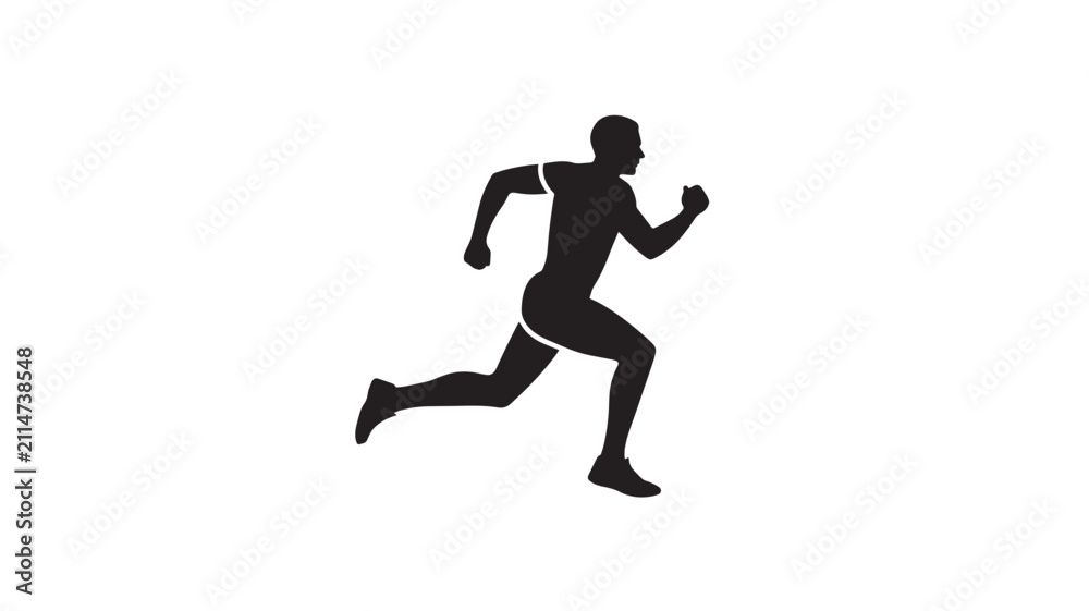 Fototapeta premium Runner silhouette demonstrates an athletic individual in motion against a clean white background.