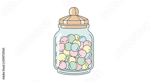 Bild auf Leinwand Pastel colored gumballs inside a glass candy jar