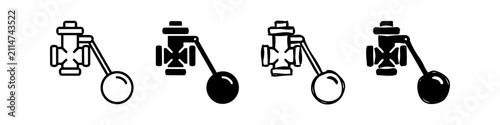 Fotografie Set of float valve icons in four different styles: line, solid, and hand-drawn versions