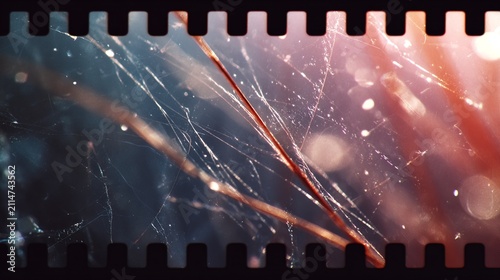 Dust particles and scratches appear on the surface, revealing a sense of age and nostalgia. This scene presents a glimpse into the world of retro film, showcasing imperfections and history