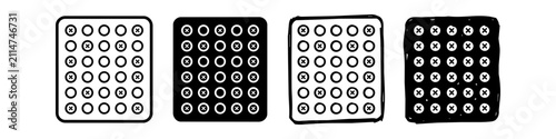 Fotografie Minimalist grid icons in outline, solid, and doodle styles