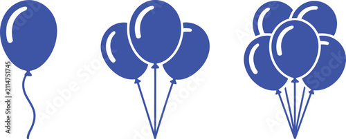 Foto Clustered blue balloons floating in groups