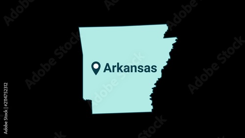 Arkansas State map with location pin animation