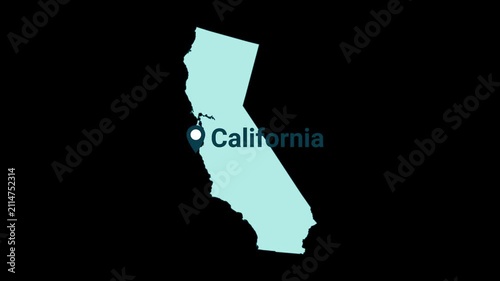 California State map with location pin animation