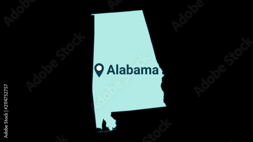 Alabama State map with location pin animation