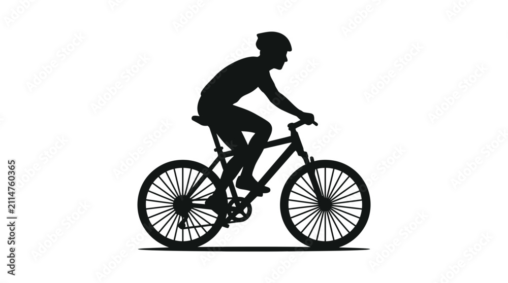 Fototapeta premium Man Riding a Mountain Bike Silhouette.