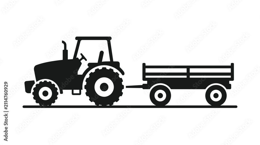 Fototapeta premium Tractor pulling a trailer vehicle.