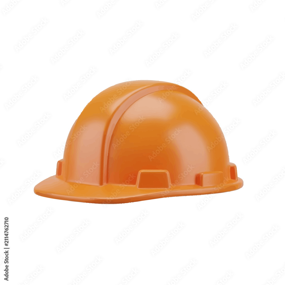Fototapeta premium Maritime Inspector Helmet 3D Icon — Orange Cartoon Safety Hard Hat Illustration