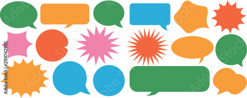 speech bubble colorful chat and thought bubble vector icons set