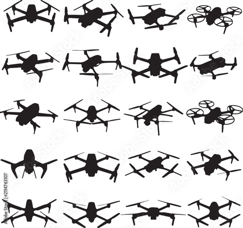 Canvastavla drone icon pack rotorcraft silhouettes for ui design