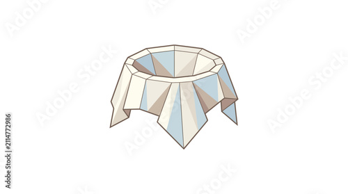 Origami Paper Circle Tablecloth with Geometric Folds