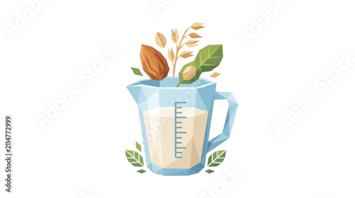 Healthy Plant-Based Milk Ingredients in Measuring Cup