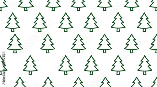 Green Christmas Tree Pattern on White Background