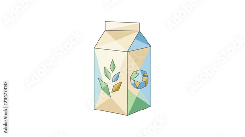 Eco-friendly carton with plant and earth illustration