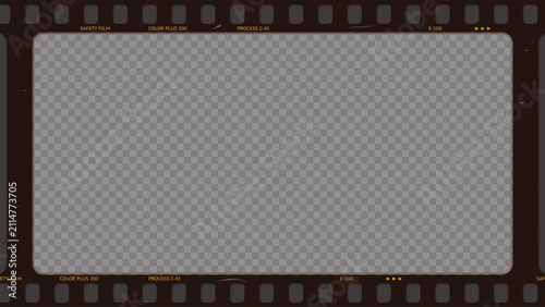 Bild auf Leinwand Realistic 35mm film strip frame vector overlay with transparent background, film