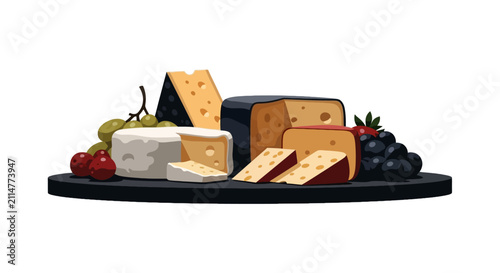 Canvastavla Assorted cheese platter with grapes and berries