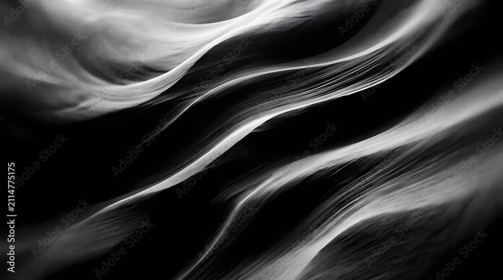 Fototapeta premium Abstract flowing white lines on a dark background creating a dynamic and ethereal visual effect.