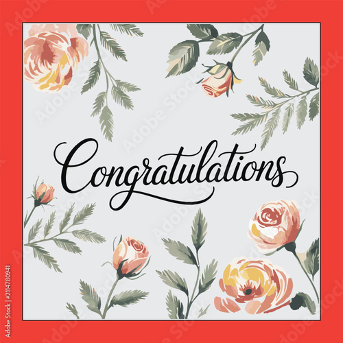 A Minimalist Typography Calligraphy Of This Word ''Congratulations''With Desing And Vector Art