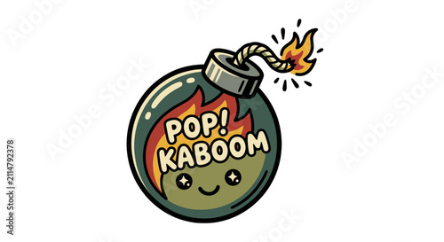 Photography Cartoon Bomb with Face and Burning Fuse