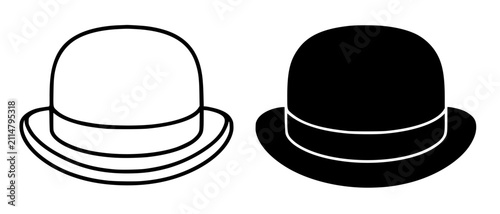 Foto Minimalist bowler hat icon in outline and silhouette style, for UI/UX app design