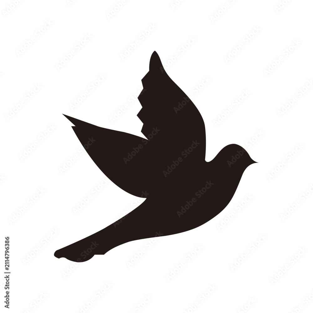 Naklejka premium Flying Dove Bird Silhouette Icon Isolated on White Background