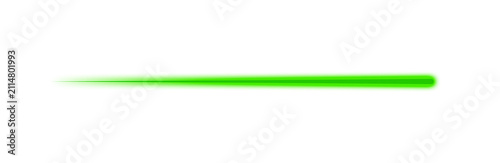 Neon Green Glowing Tapered Laser Line Divider Graphic Element Isolated on Transparent Background