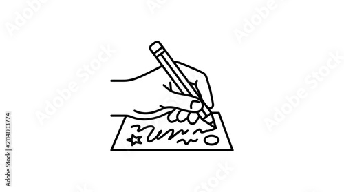 Hand drawing with pencil on paper, simple line art