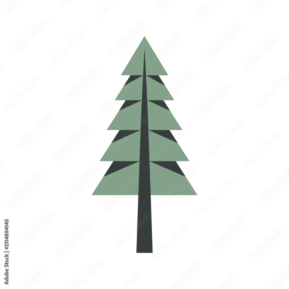 Obraz premium Tall stylized pine tree illustration.
