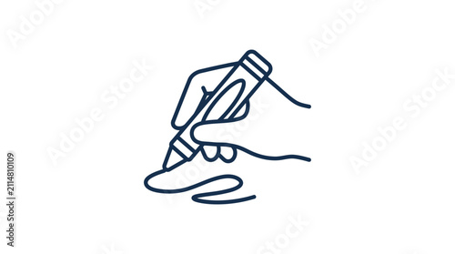 Hand Drawing Line Art with Pen on White Background