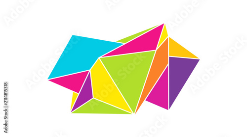 Abstract geometric colorful shapes overlapping on white background