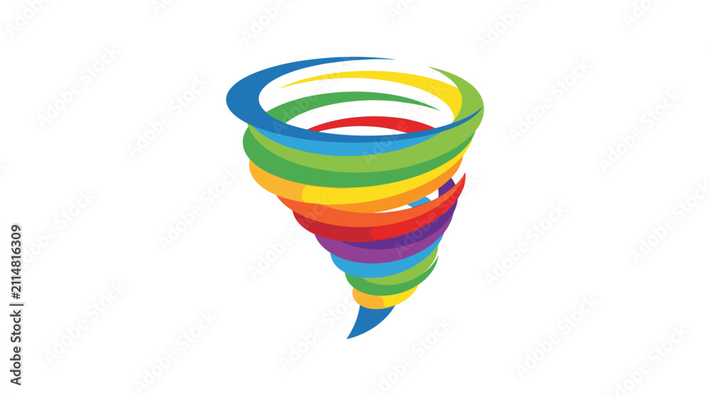 Obraz premium Colorful tornado illustration with rainbow colors on white background