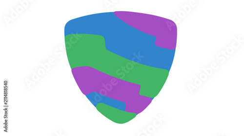 Abstract Shield Shape with Colorful Geometric Blocks