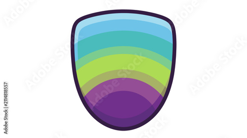 Rainbow shield vector illustration with abstract colorful arcs