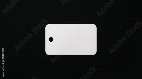 Blank Rectangular White Tag with Hole on Black Background Simple Clean Design