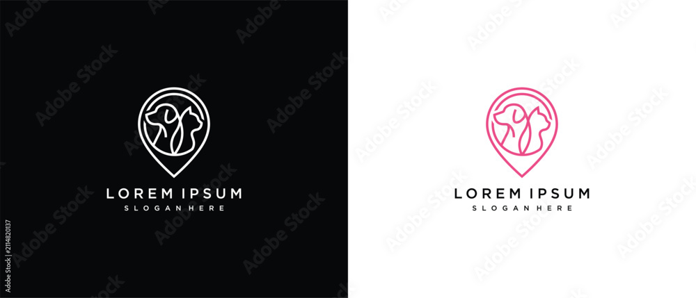 Fototapeta premium Minimalist Pet Location Logo Design