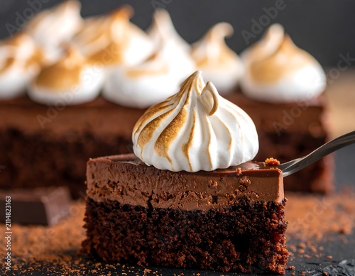 A rich, mocha-flavored dessert with toasted meringue topping and dark brown crust