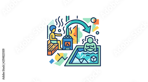 Relaxing Spa and Cold Plunge Illustration
