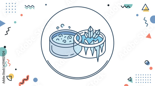 Two Containers, One with Bubbles, One with Ice Crystals
