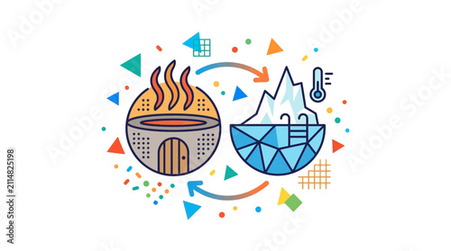 Hot and Cold Contrast Concept Illustration