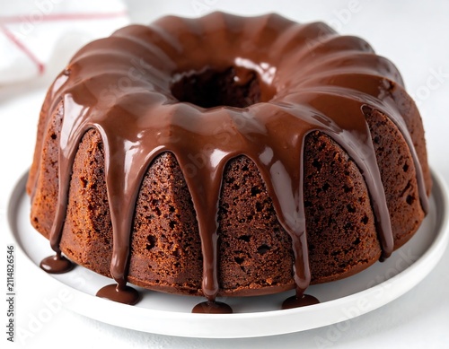 A rich, moist chocolate bundt cake with velvety chocolate glaze