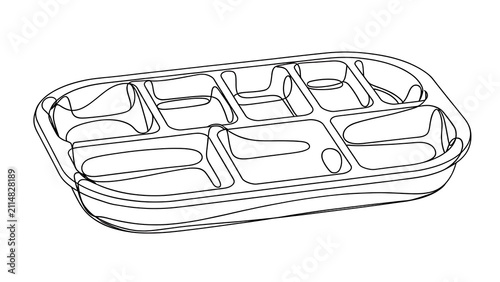 Empty plastic lunch tray on white background.
