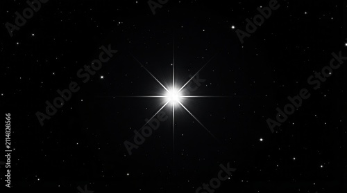 Twinkling stars surround a stunning bright star in the dark cosmos.